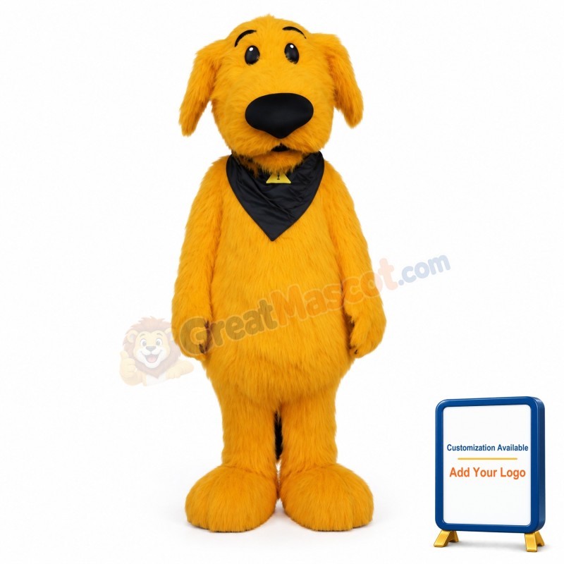 Cute Furry Yellow Dog Mascot Costume