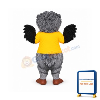 Grey Furry Owl Mascot Costume