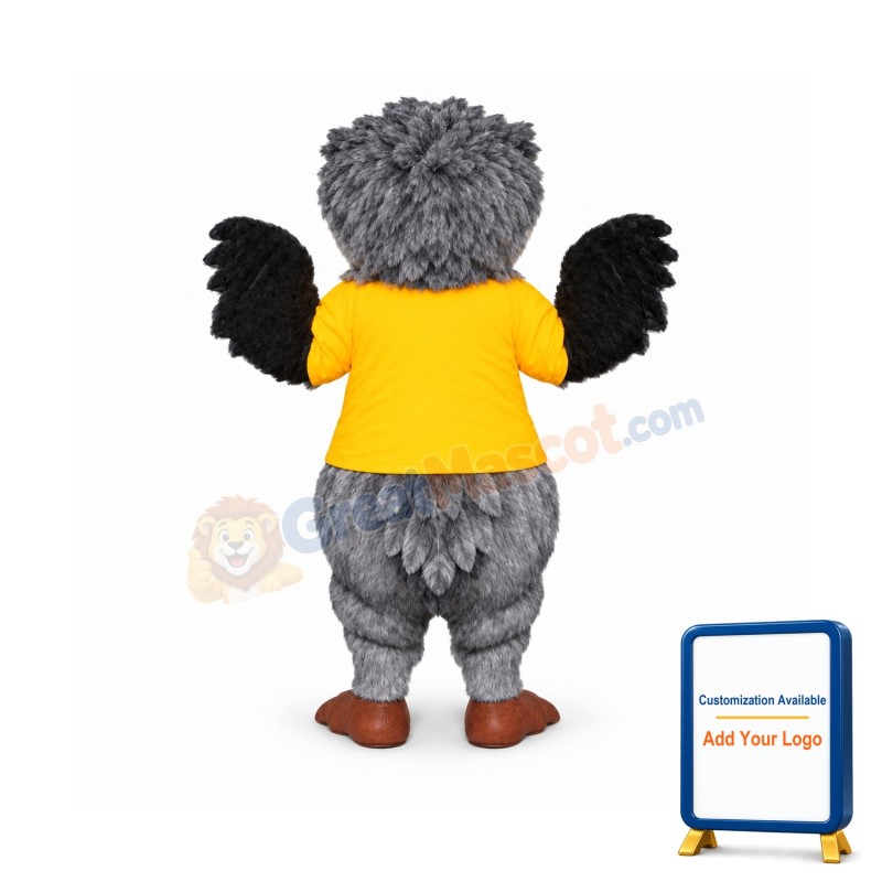 Grey Furry Owl Mascot Costume