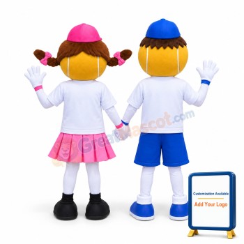 Two Tennis kids Mascot Costumes