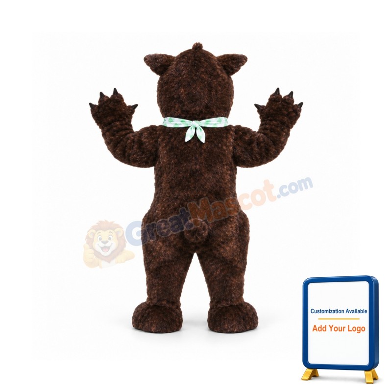 Brown Fluffy Bear Mascot Costume