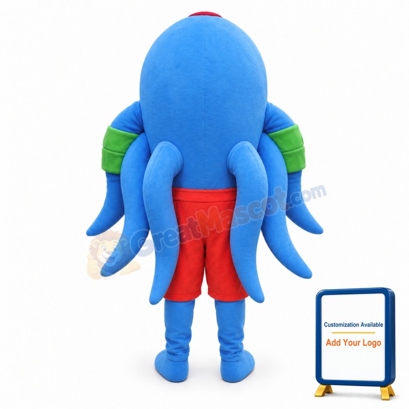 Blue Octopus Mascot Costume