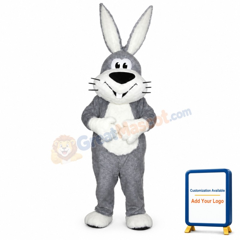 Grey & White Rabbit Mascot Costume