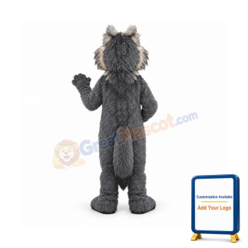 Grey Fluffy Wolf Mascot Costume