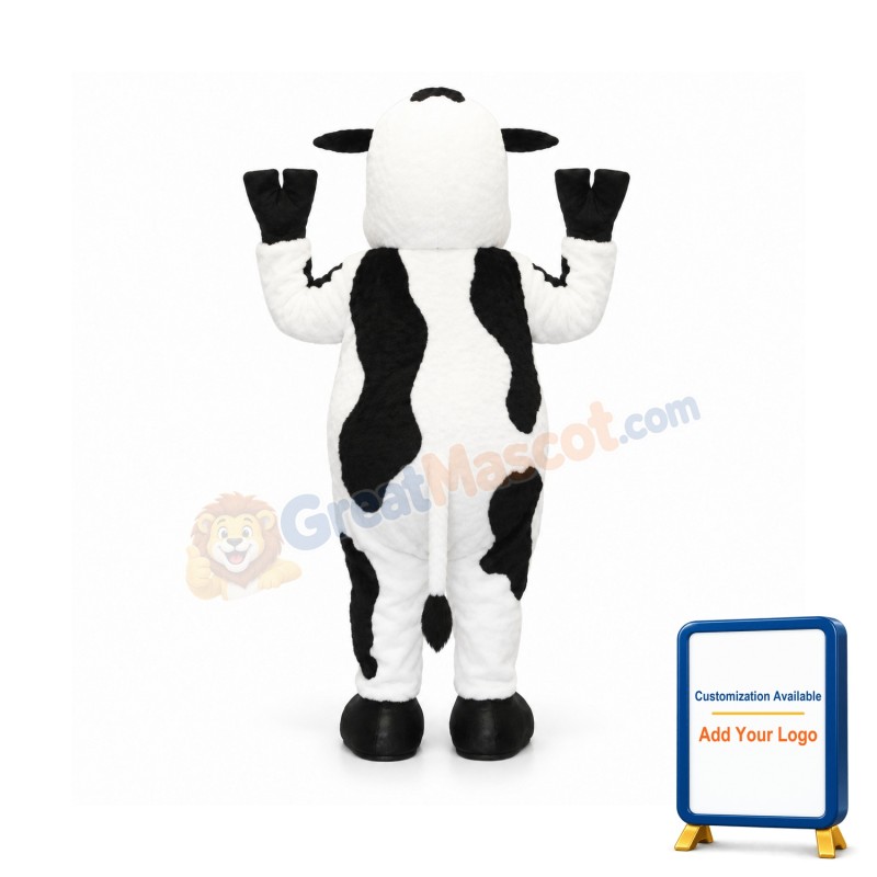 White & Black & Pink Cow Mascot Costume