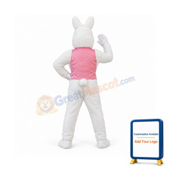 Happy White Bunny Rabbit Mascot Costume