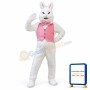 Happy White Bunny Rabbit Mascot Costume