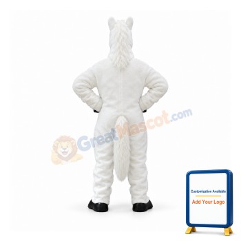 Friendly White Horse Mascot Costume
