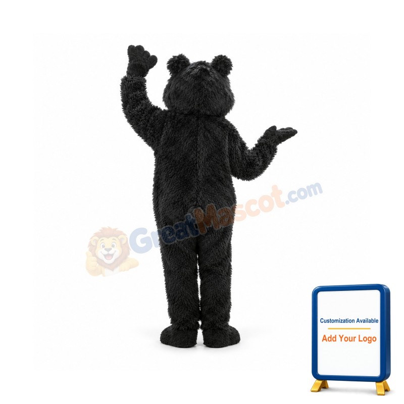 Shaggy Black Bear Mascot Costume