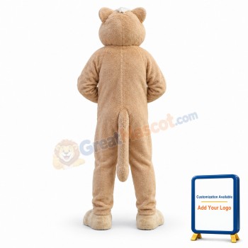 Friendly Tan-colored Lion Mascot Costume