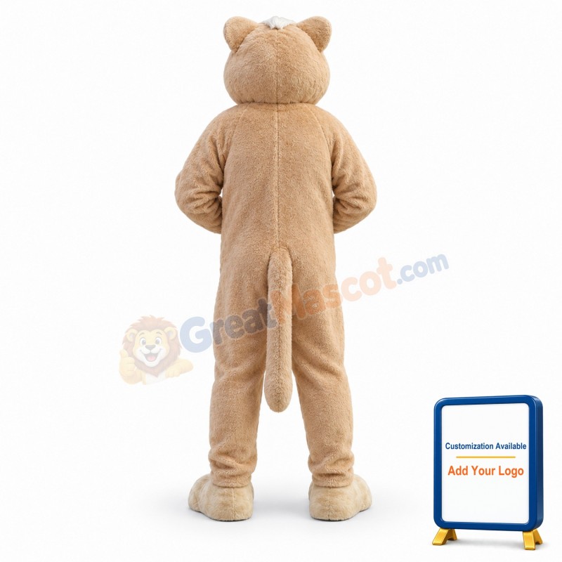 Friendly Tan-colored Lion Mascot Costume