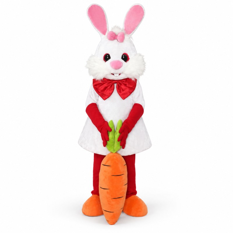 White Bunny Rabbit with Carrot Mascot Costume