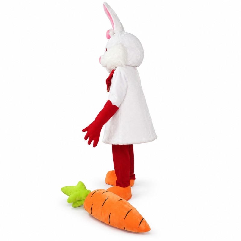 White Bunny Rabbit with Carrot Mascot Costume