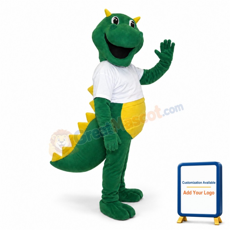 Happy Green Dragon Mascot Costume