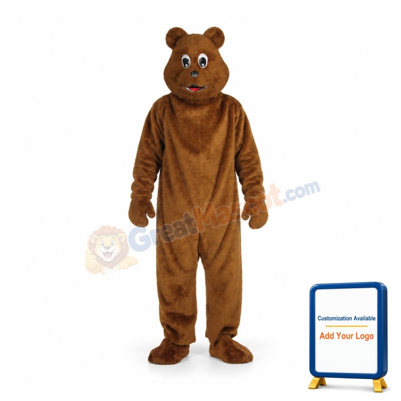 Happy Realistic Brown Bear Mascot Costume