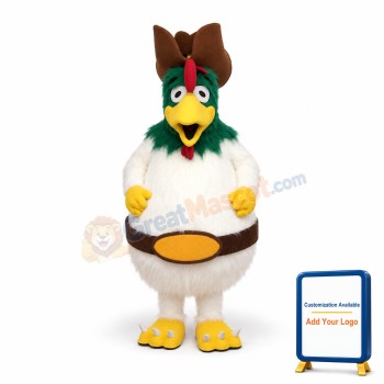 White Furry Rooster Mascot Costume