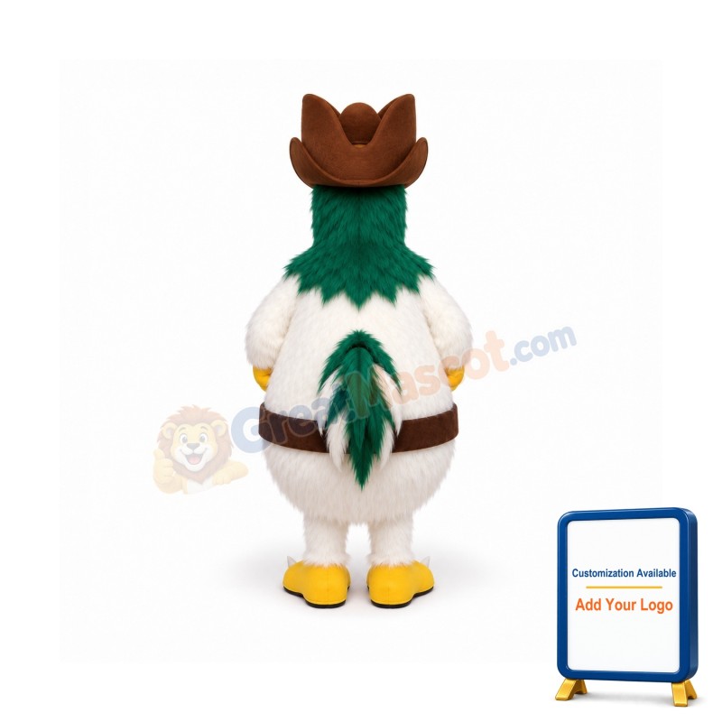 White Furry Rooster Mascot Costume