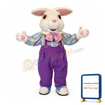 White Furry Easter Bunny Mascot Costume