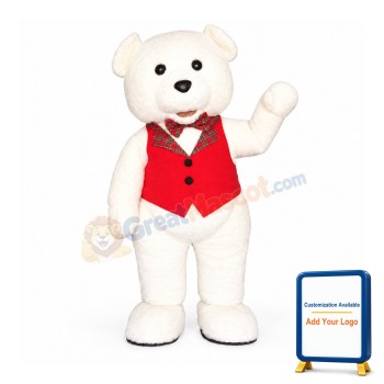 White Teddy Bear Mascot Costume