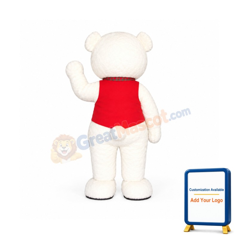 White Teddy Bear Mascot Costume