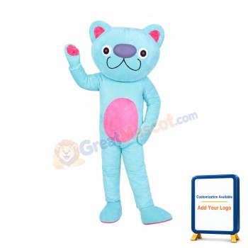 Cute Blue Cat Mascot Costume