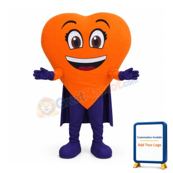 Orange Heart Mascot Costume