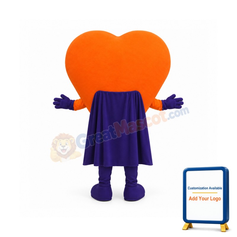 Orange Heart Mascot Costume