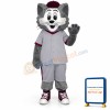 Grey and White Cat Mascot Costume