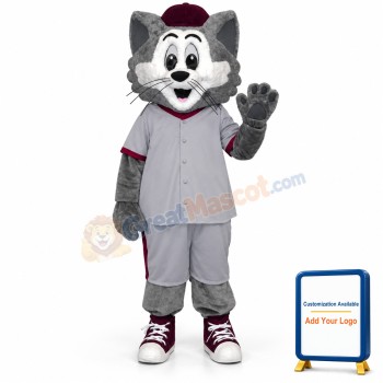 Grey and White Cat Mascot Costume