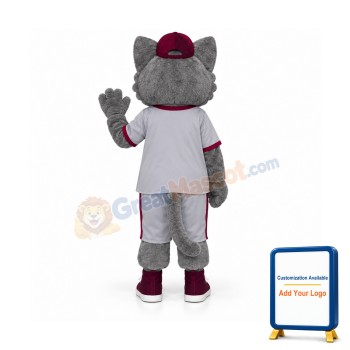 Grey and White Cat Mascot Costume