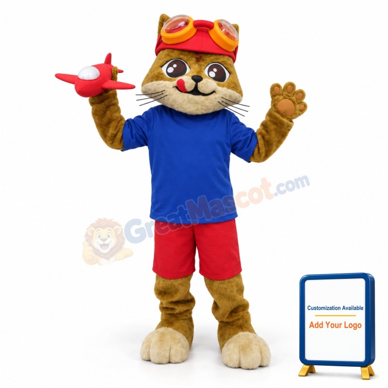 Pilot Cat Mascot Costume