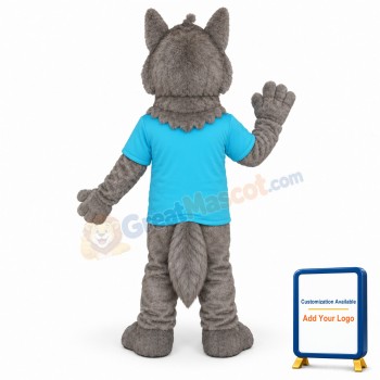 Friendly Grey Wolf Mascot Costume