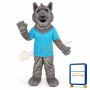 Friendly Grey Wolf Mascot Costume