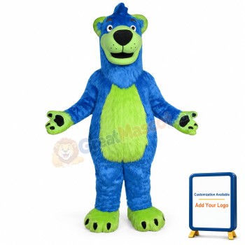 Blue & Green Bear Mascot Costume