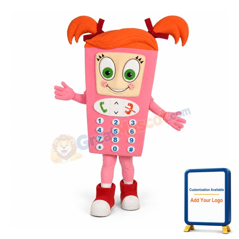 Pink Girl Cell Phone Mascot Costume