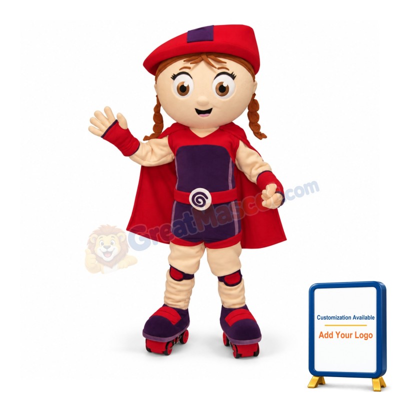 Red Super Girl Mascot Costume