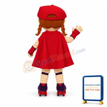 Red Super Girl Mascot Costume
