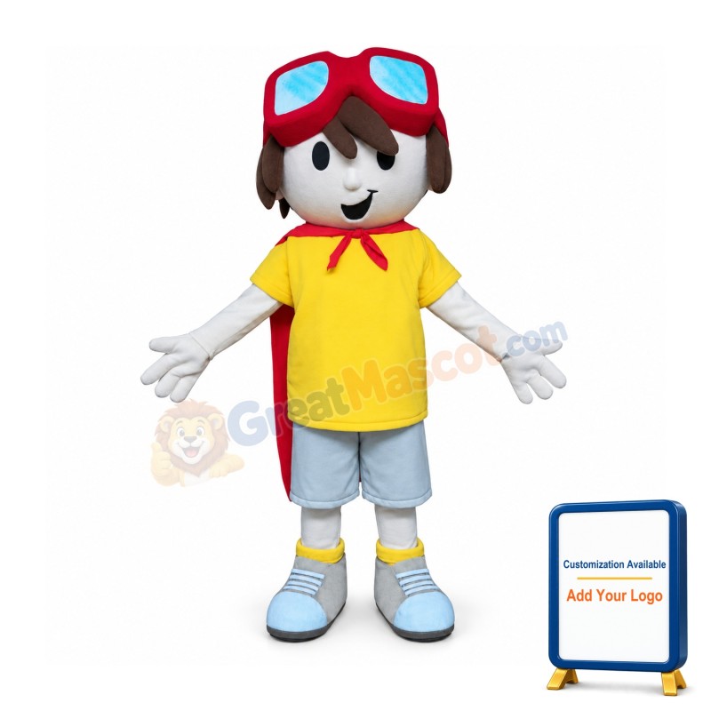 Cute Super Boy Mascot Costume
