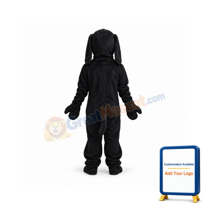 All Black Dog Mascot Costume