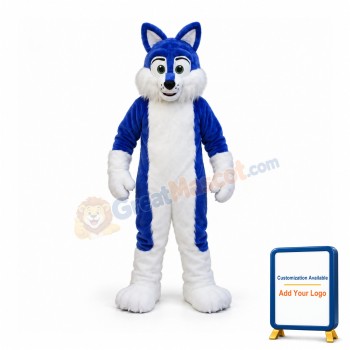 Blue Furry Husky Mascot Costume