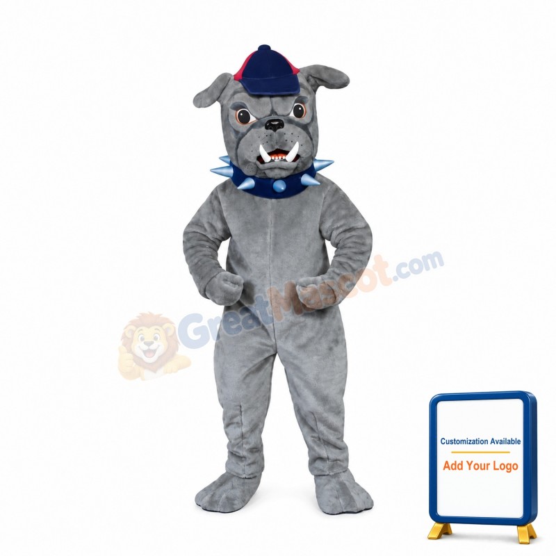 Gray Bulldog Mascot Costume