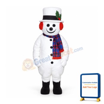 Extra Round Snowman w Hat Scarf Mascot Costume