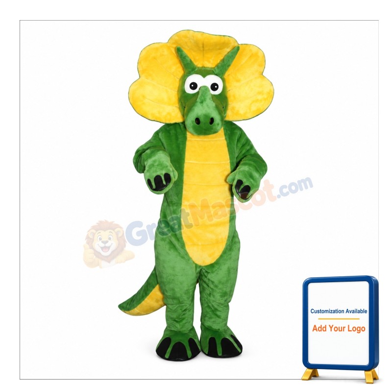 Green Triceratops Dinosaur Mascot Costume
