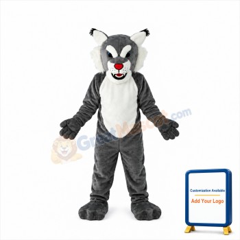 Grey Power Cat Wildcat Mascot Costume