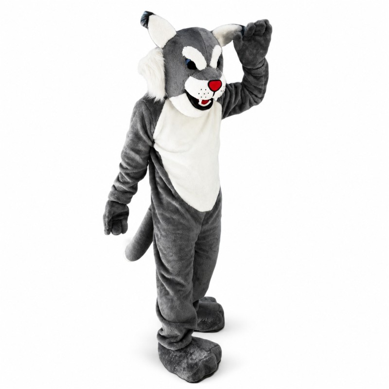 Grey Power Cat Wildcat Mascot Costume
