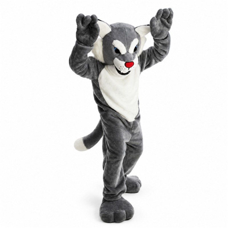 Grey Power Cat Wildcat Mascot Costume