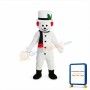 New Extra Round Snowman w Hat Scarf Mascot Costume