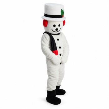 New Extra Round Snowman w Hat Scarf Mascot Costume