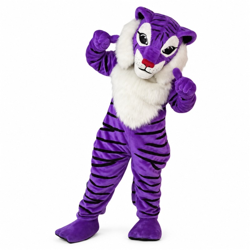 Purple Tiger Mascot Costume