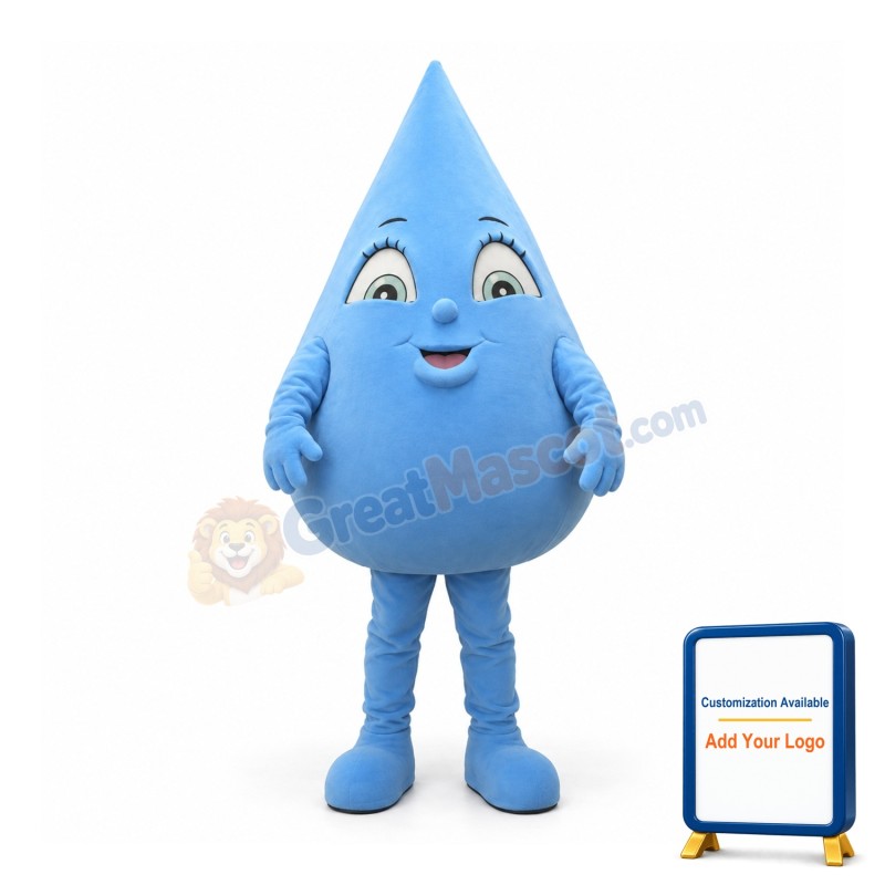 Blue Raindrop Mascot Costume